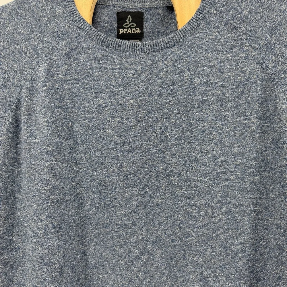 prAna Crewneck Sweater Mens XL Blue Heather Organic‎ Cotton Raglan Long Sleeve